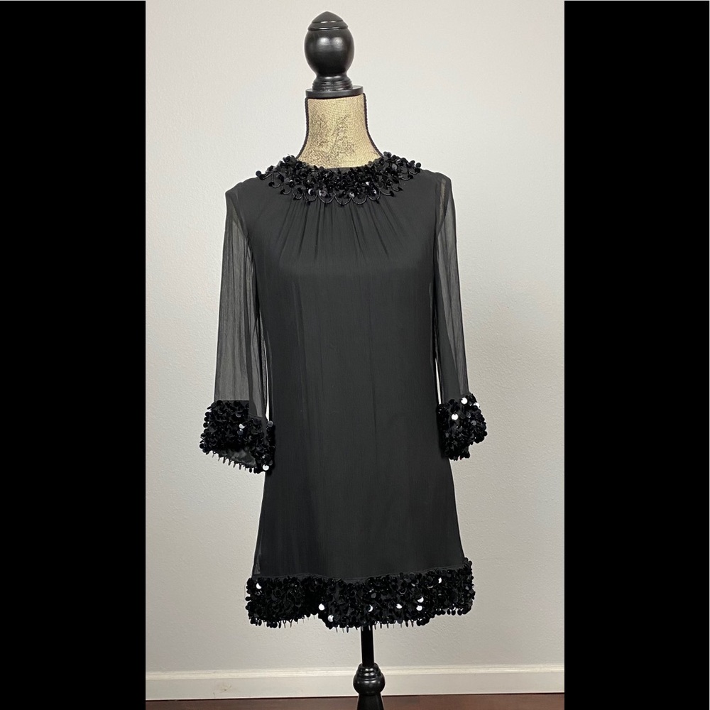 Betsey Johnson Black Silk beaded dress